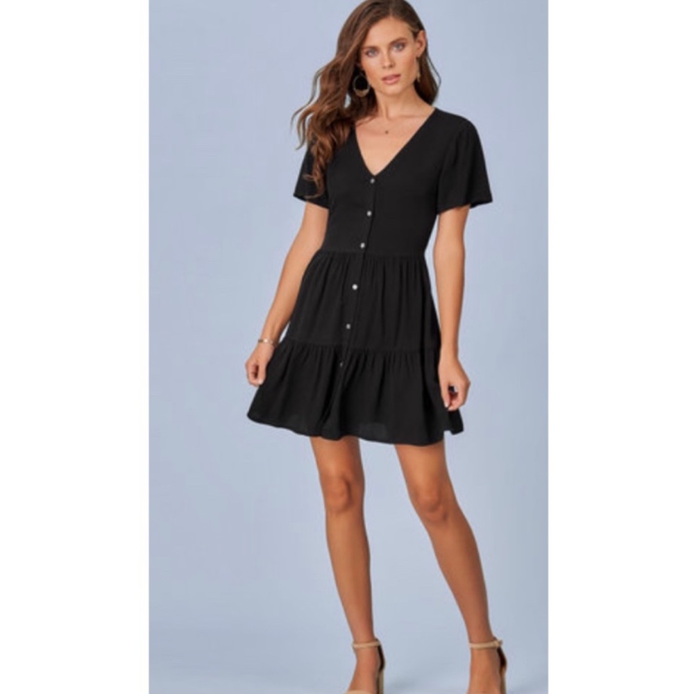 NEW| Buttoned Up Black Mini Dress